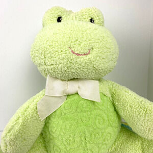 Eden Frog Green Terry Cloth Baby Plush Rattle Swirl Yellow Ribbon Learning Curve